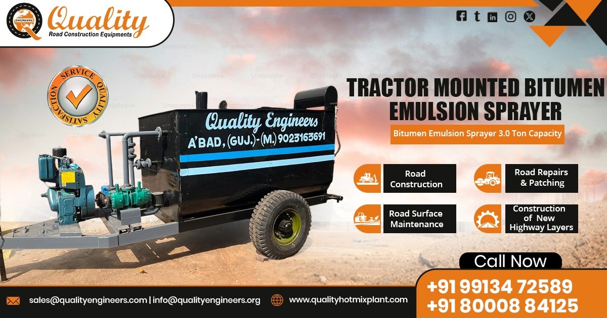 Tractor Mounted Bitumen Emulsion Sprayer in Tamil Nadu